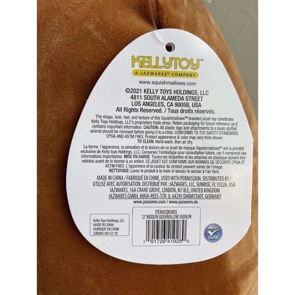 Squishmallows Rudolph The Red Nosed Reindeer 12” Christmas Plush 2021 Brown Red - Picture 3 of 8